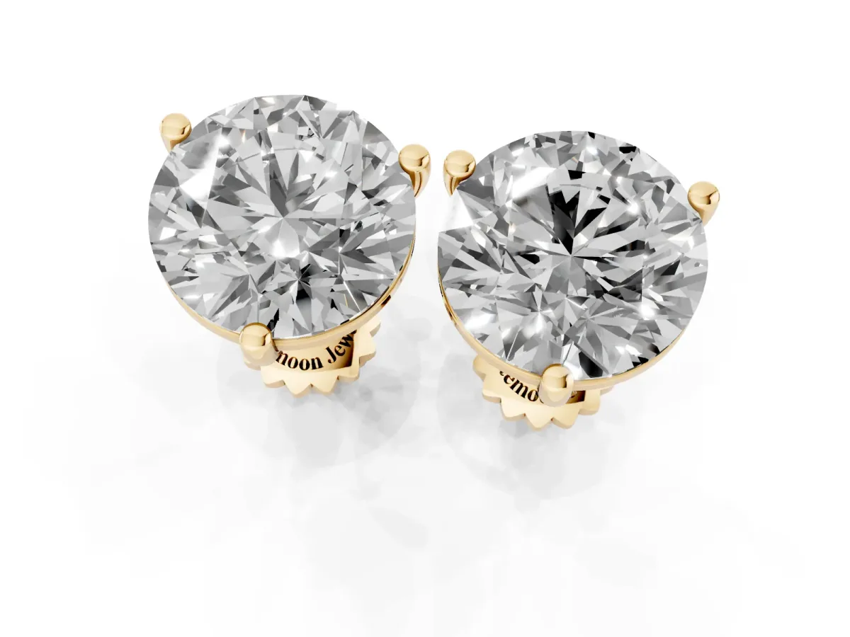 Round Brilliant Diamond Martini Stud Earrings Yellow gold