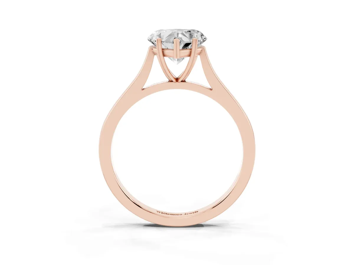 Heart Cut Solitaire Heart Prong Engagement Ring with Tapered Band Rose gold