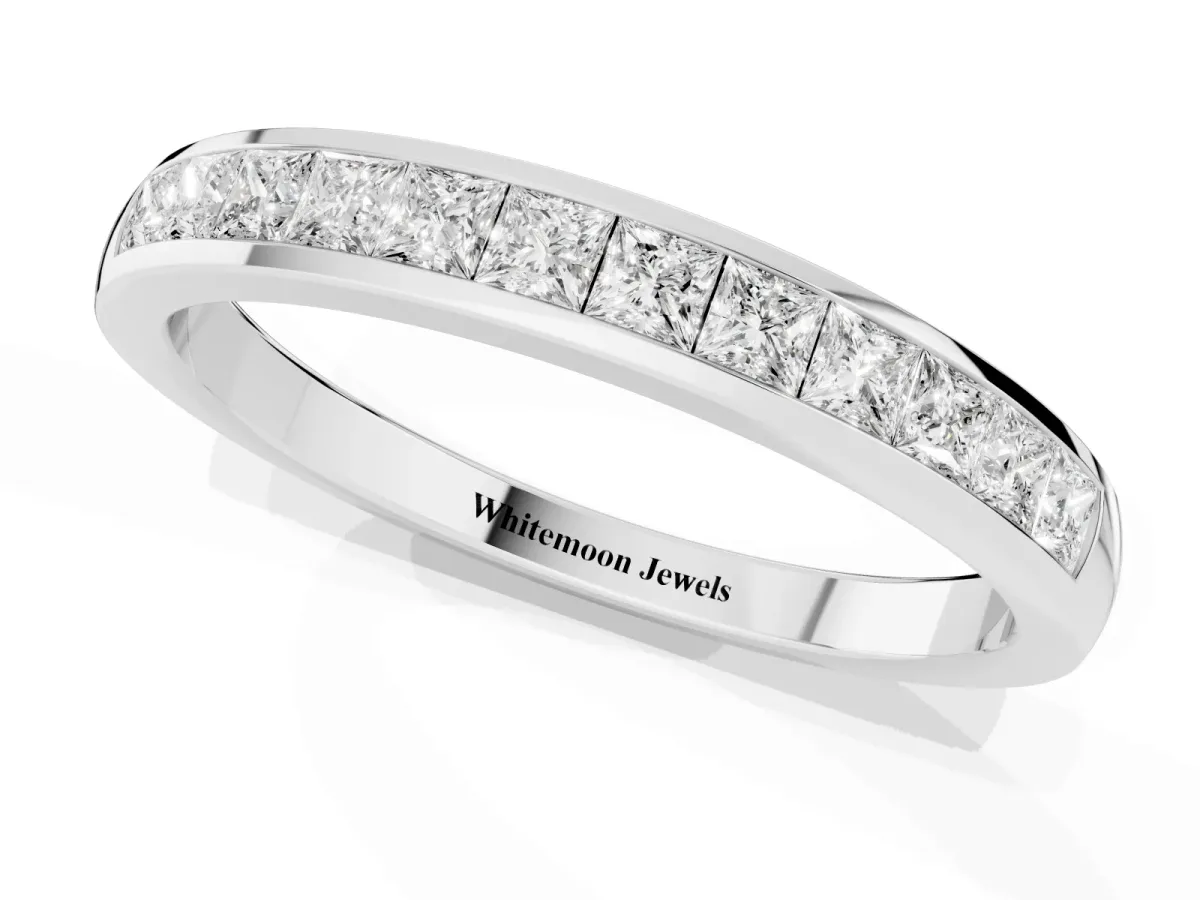 Princess Cut Diamond Channel Set Eternity Band Platinum