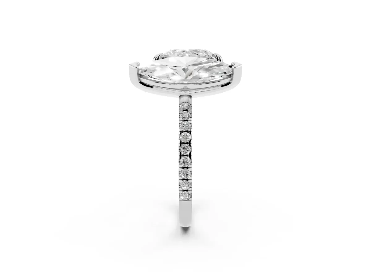 Heart and Marquise Toi Moi Ring with Prong Setting and Pave Band Platinum