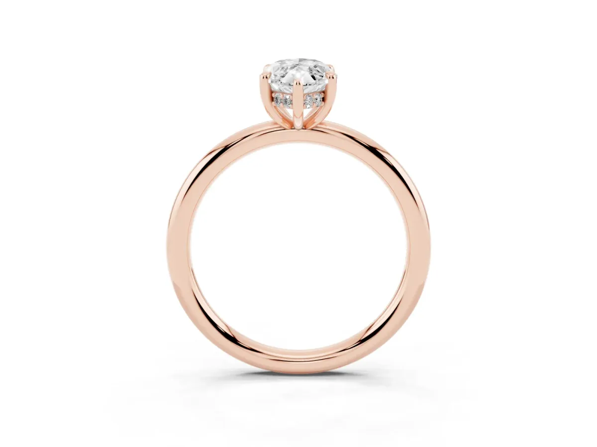 Marquise Cut Diamond Solitaire Ring with Thin Band and Four-Prong Setting Rose gold