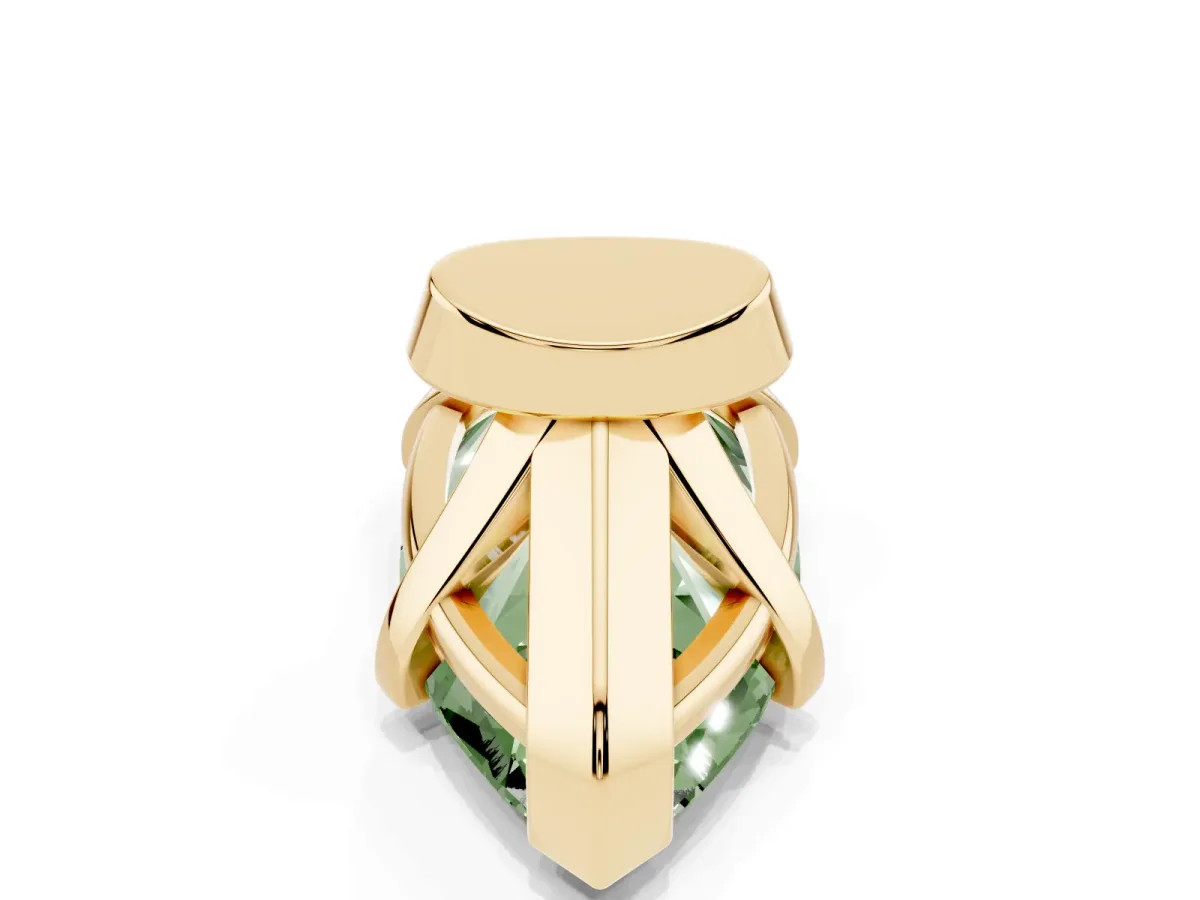 Fancy Green Marquise Cut Diamond Solitaire Ring with Prong Setting and Classic Band Yellow gold