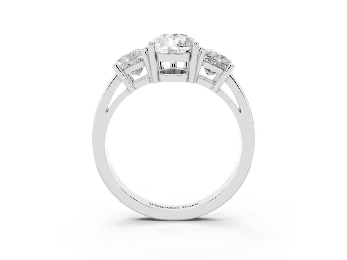 Three-Stone Pear Cut Cut Solitaire Ring with Prong Setting Platinum