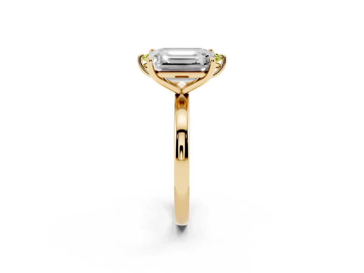 Fancy Yellow Marquise Cut and Emerald Cut Toi Moi Ring with Prong Setting Yellow gold