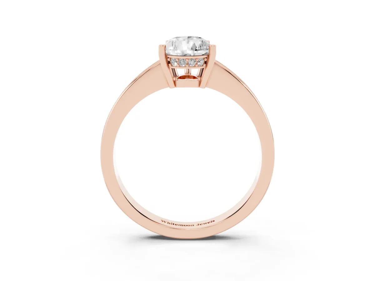 Pear Cut Solitaire Pavé Band Prong Setting Ring Rose gold