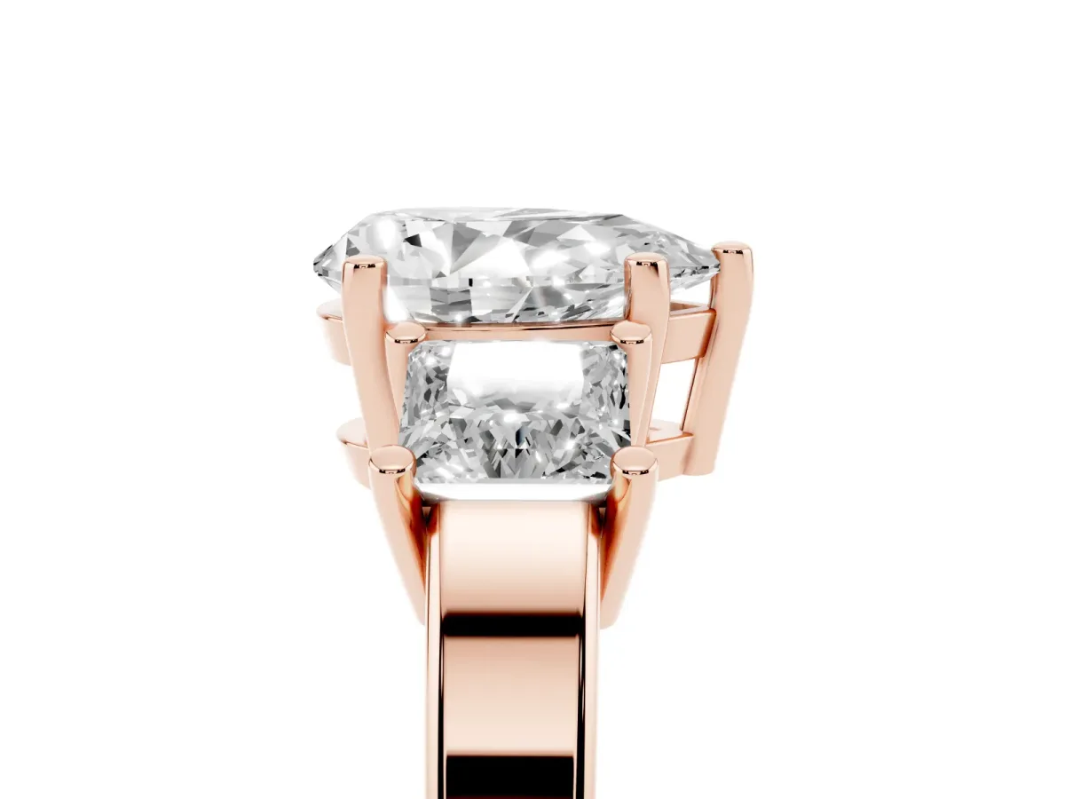 Three-Stone Pear Cut Cut Solitaire Ring with Prong Setting Rose gold