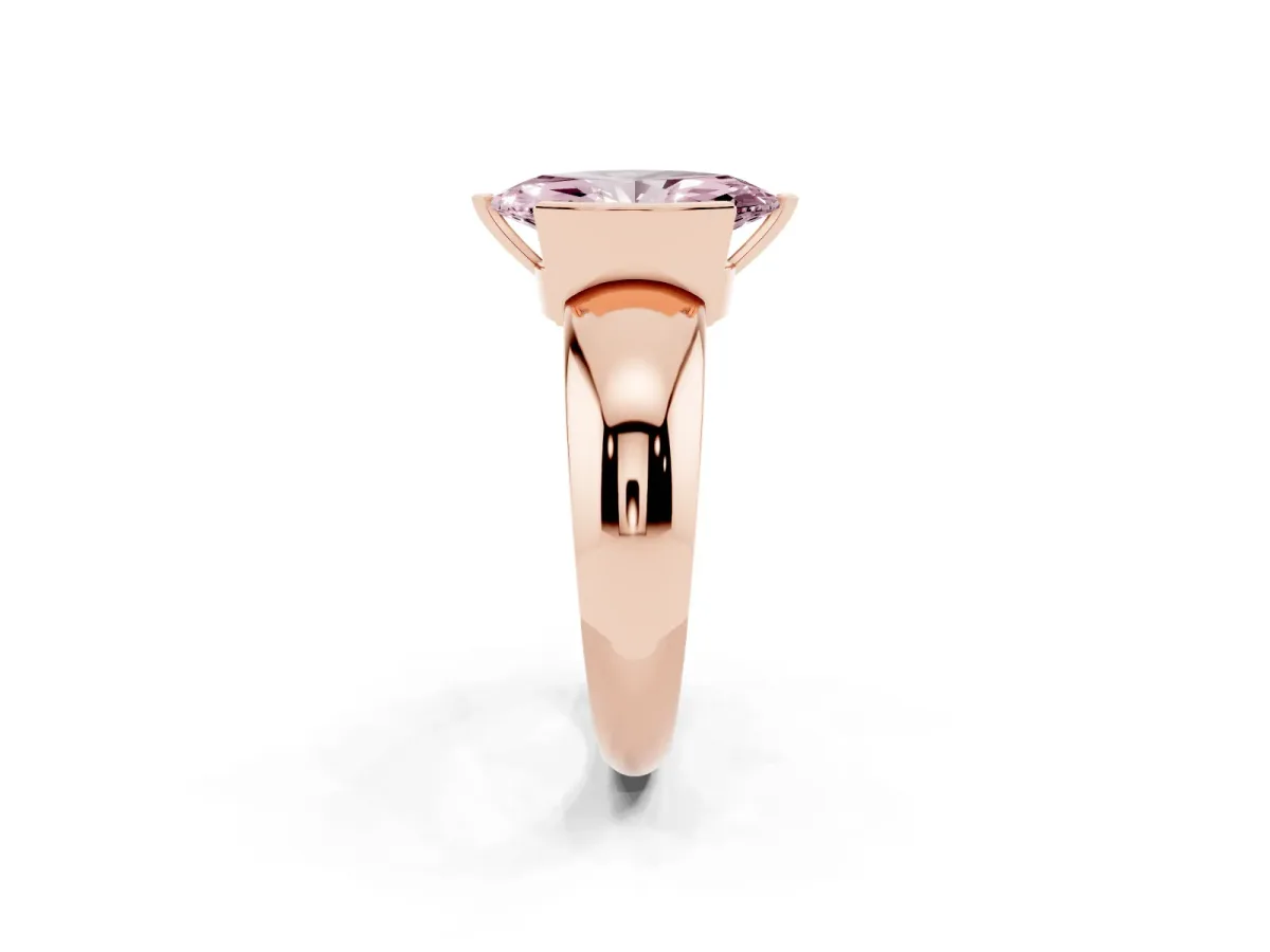 Fancy Pink Marquise Cut Solitaire Tension Set Diamond Ring with Wide Band Rose gold
