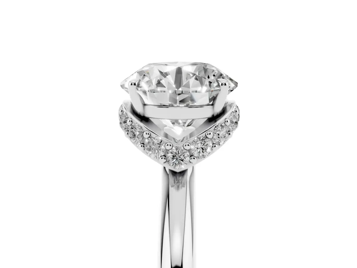Round Cut Brilliant Solitaire Engagement Ring with Six-Prong Setting and Classic Band White gold