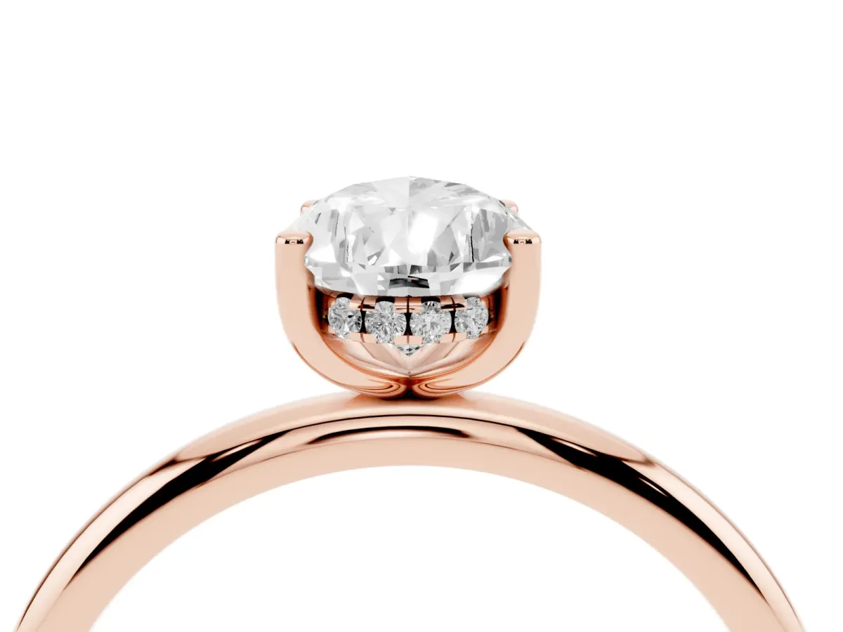 Pear Cut Cut Solitaire Engagement Ring with Four-Prong Setting and Classic Band Rose gold
