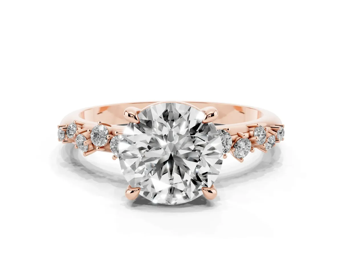Round Cut Cut Diamond Vine Band with Four-Prong Setting Rose gold