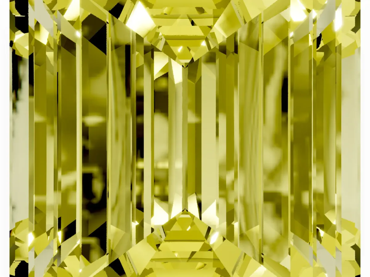 Fancy Yellow Emerald Cut Cut Pave Band Milgrain Solitaire Ring White gold