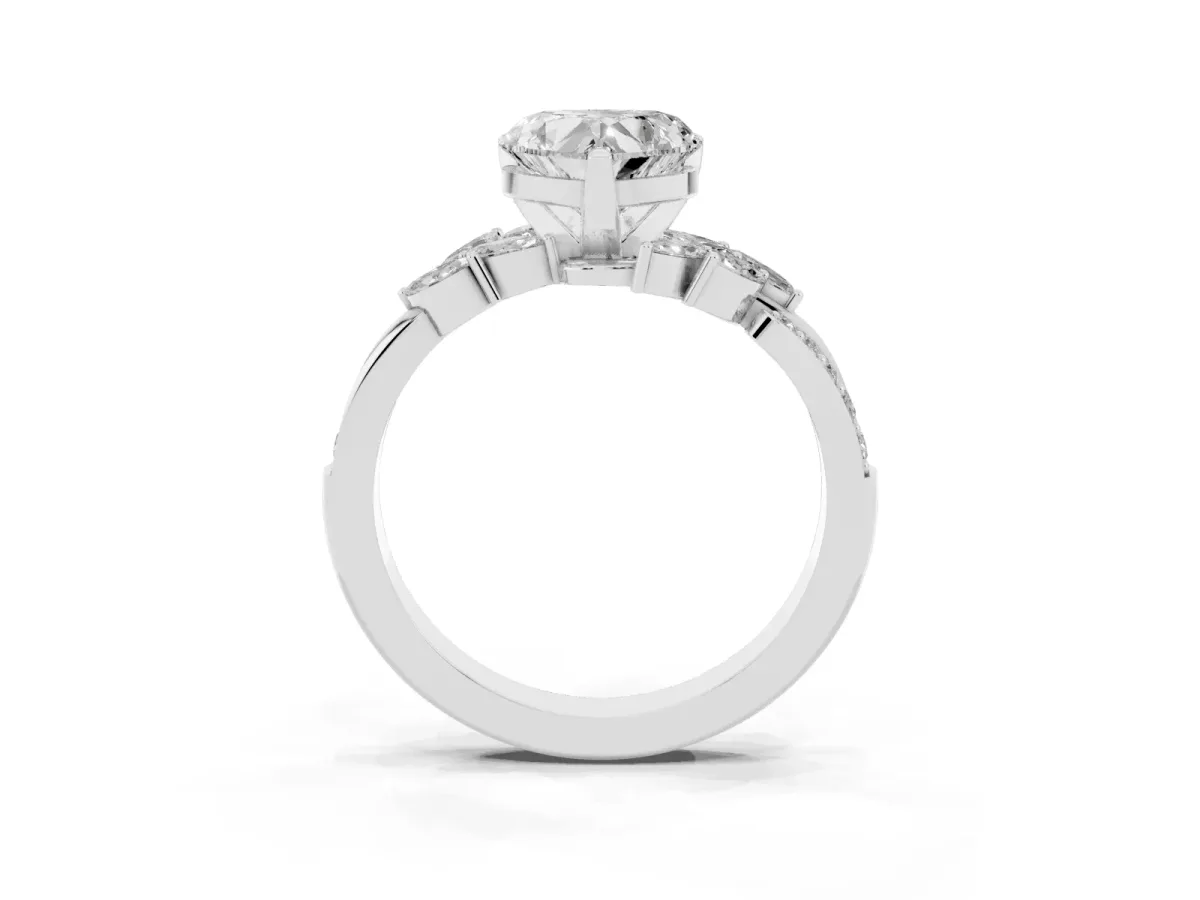 Heart Cut Solitaire Marquise Twist Band with Six-Prong Setting Silver