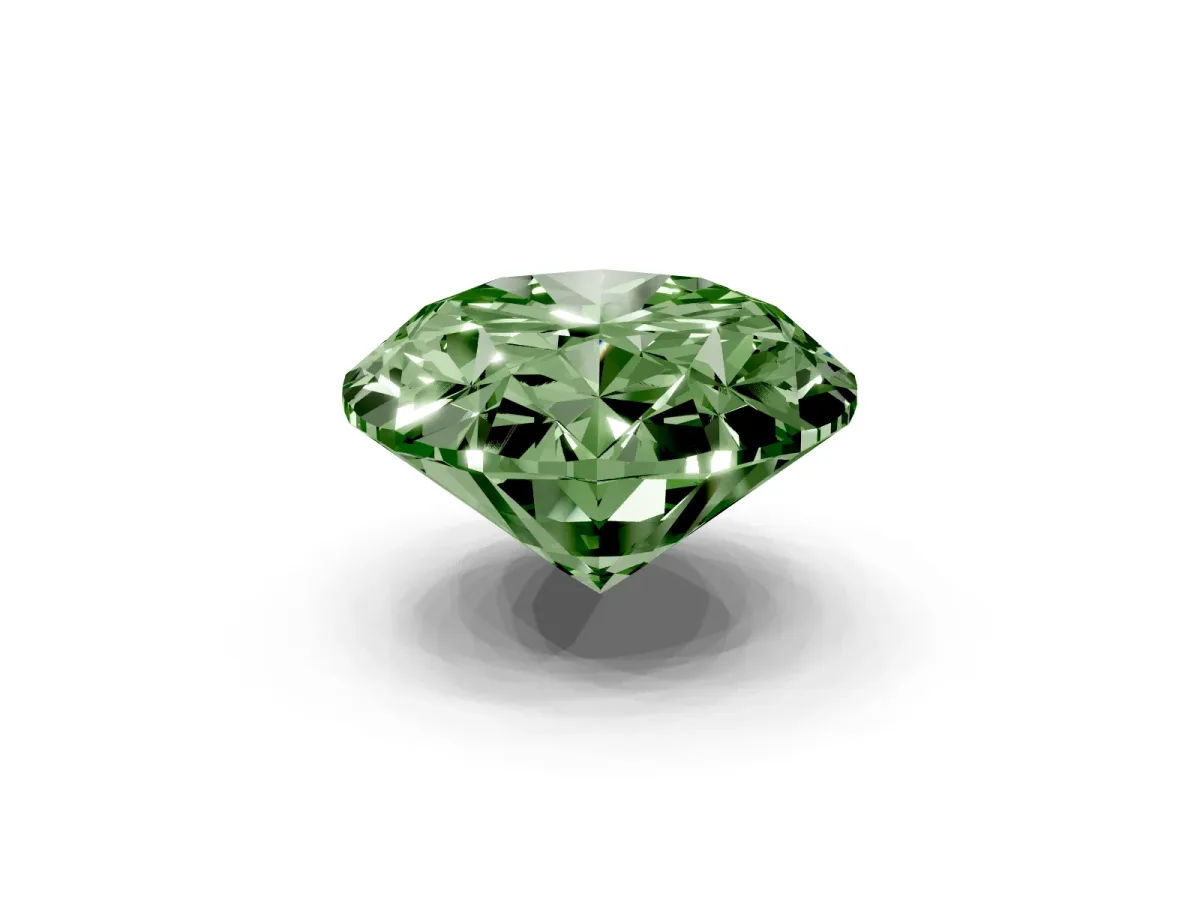 Fancy Green Oval Cut Diamond Solitaire Ring with Prong Setting and Pavé Band Platinum