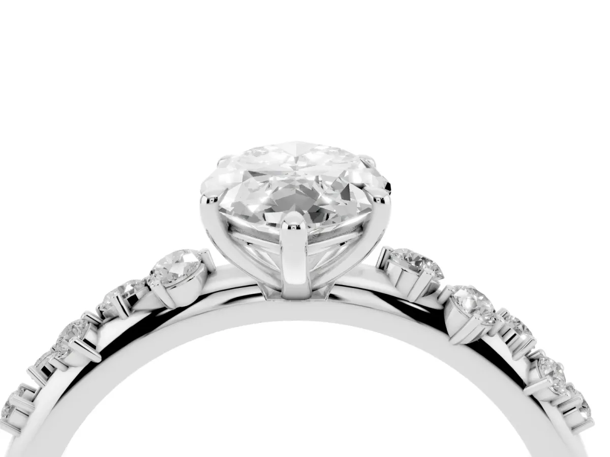 Marquise Cut Diamond Cluster Prong-Set Solitaire Ring Silver