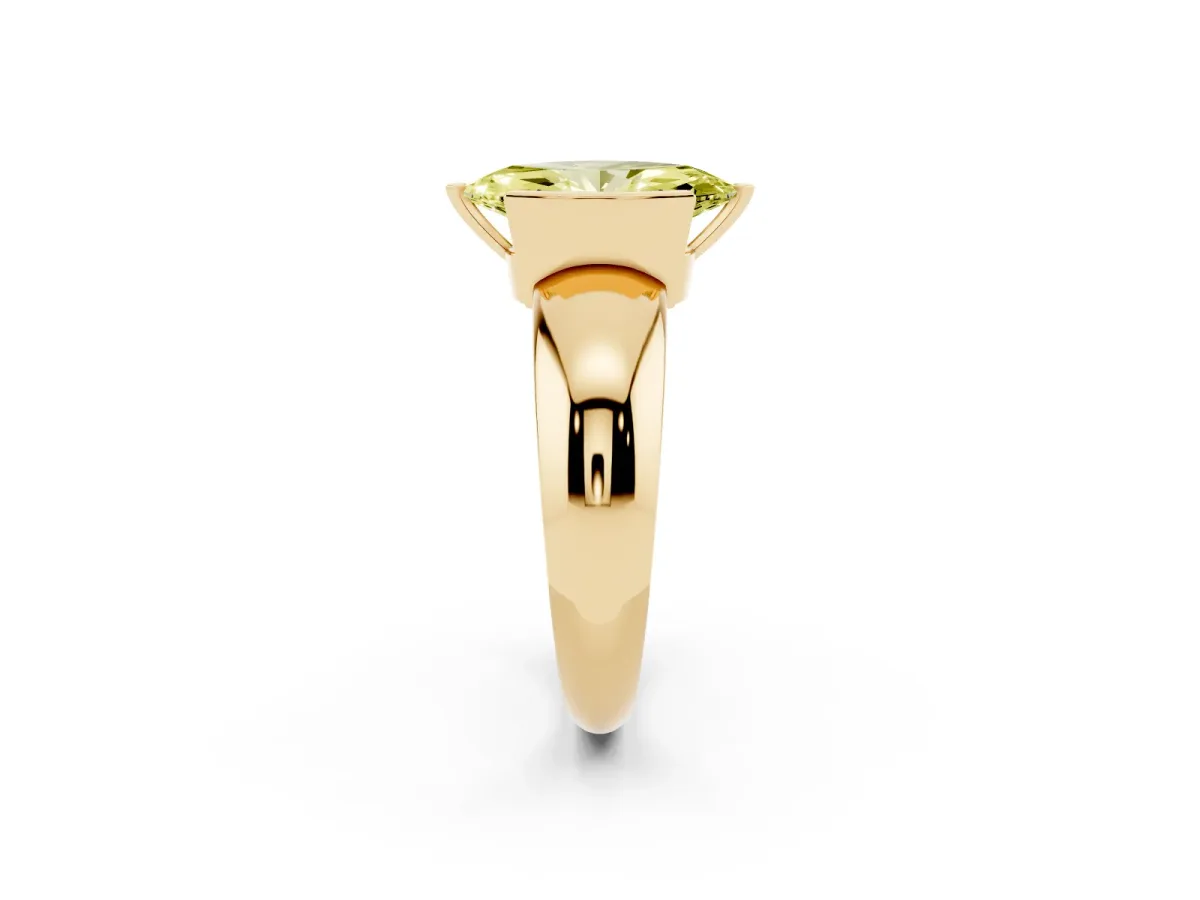 Fancy Yellow Marquise Cut Solitaire Tension Set Diamond Ring with Wide Band Yellow gold