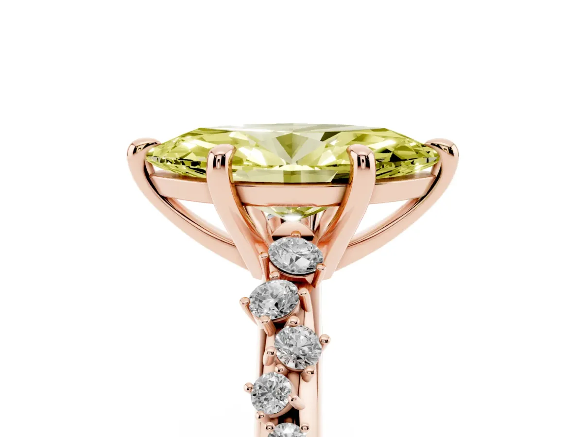 Fancy Yellow Marquise Cut Cut Diamond Vine Band with Four-Prong Setting Rose gold