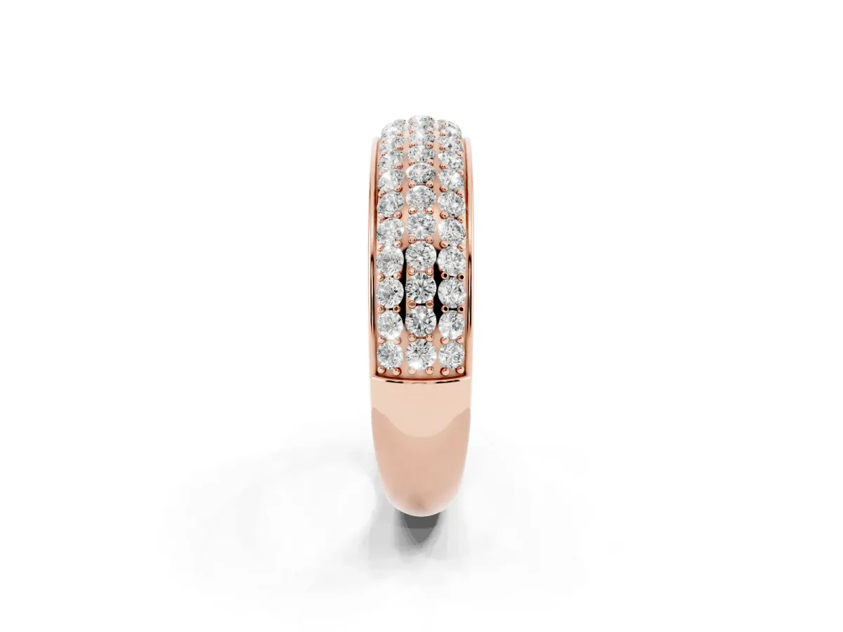 Three-Row Round Diamond Eternity Band with Shared Prong Setting Rose gold