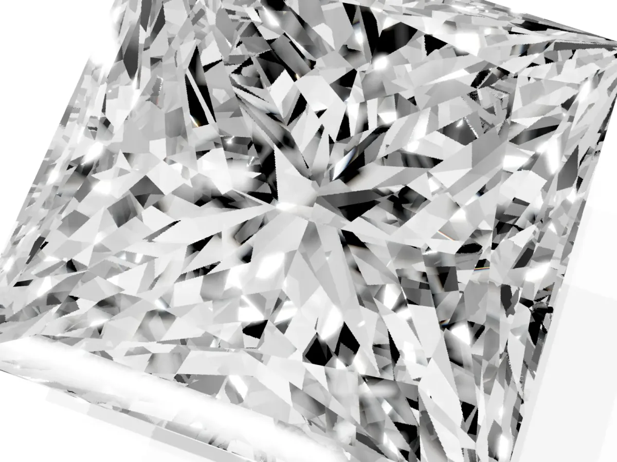 Princess Cut Halo Diamond Ring with Milgrain and Bezel Accents on a Split Shank Band Platinum