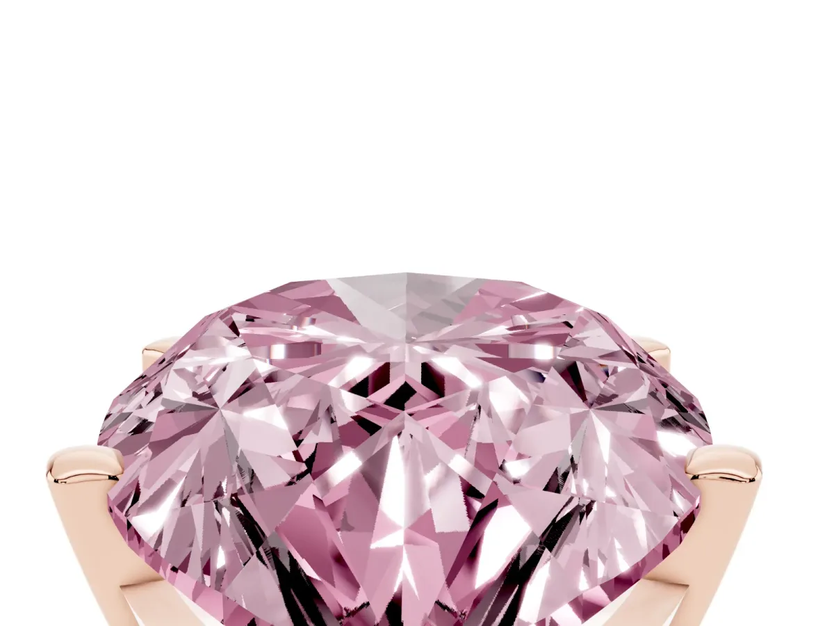 Fancy Pink Pear Cut Diamond Solitaire Ring with Prong Setting and Classic Band Rose gold