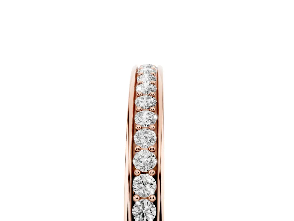 Round Diamond Eternity Band with Pavé Setting Rose gold