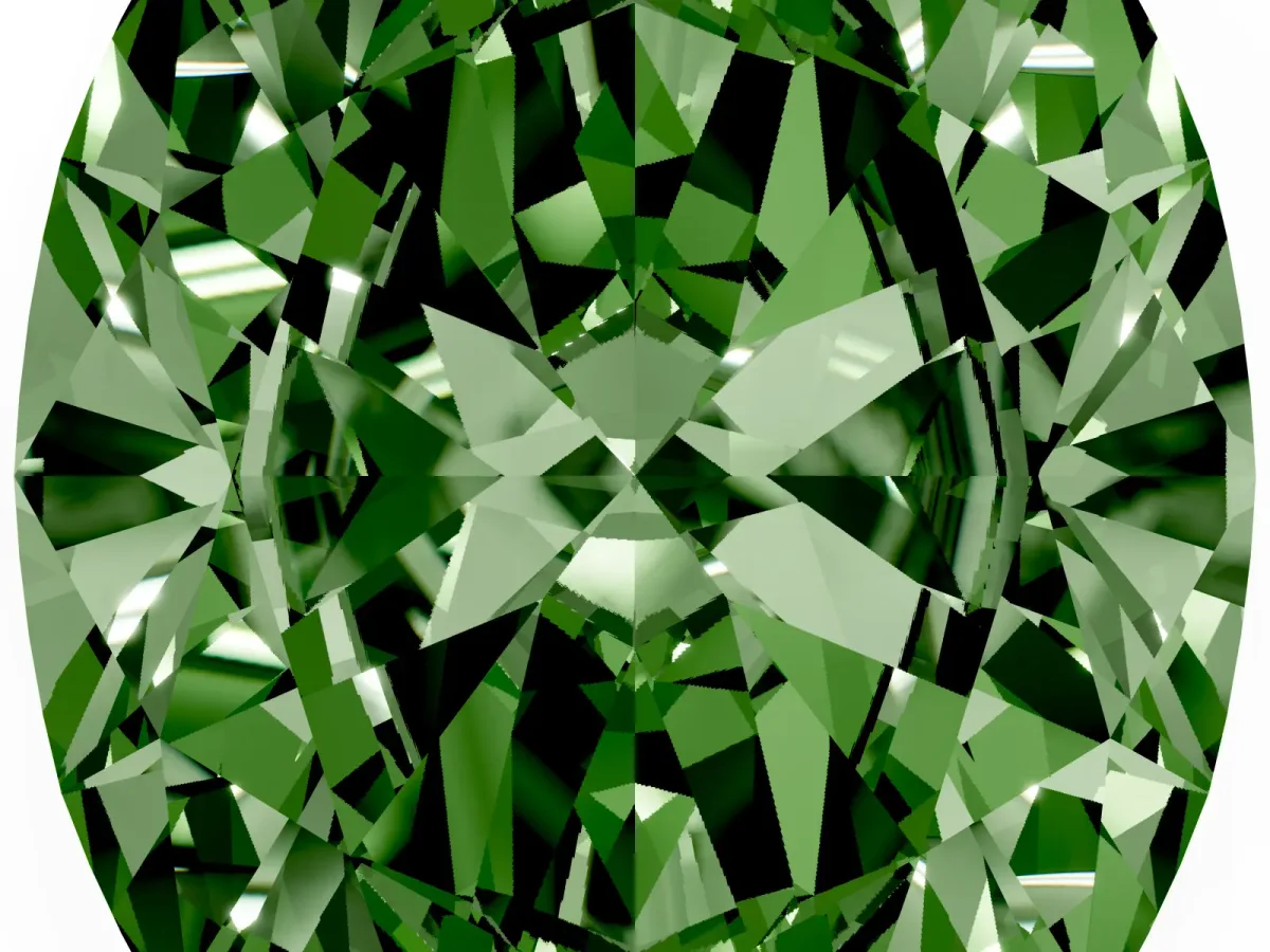Fancy Green Oval Cut Diamond Solitaire Ring with Prong Setting and Pavé Band Platinum