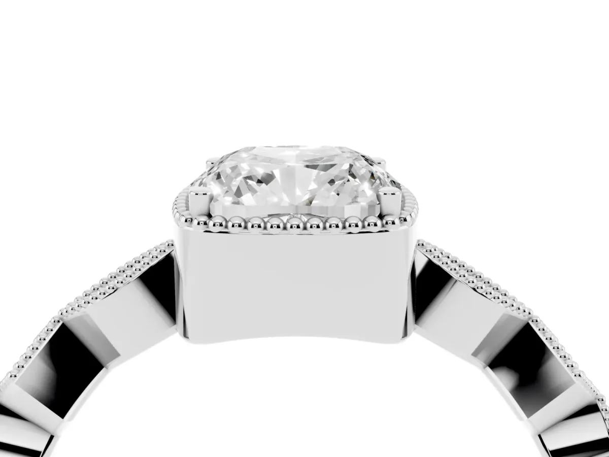 Cushion Cut Milgrain Marquise Diamond Twist Band Ring Platinum