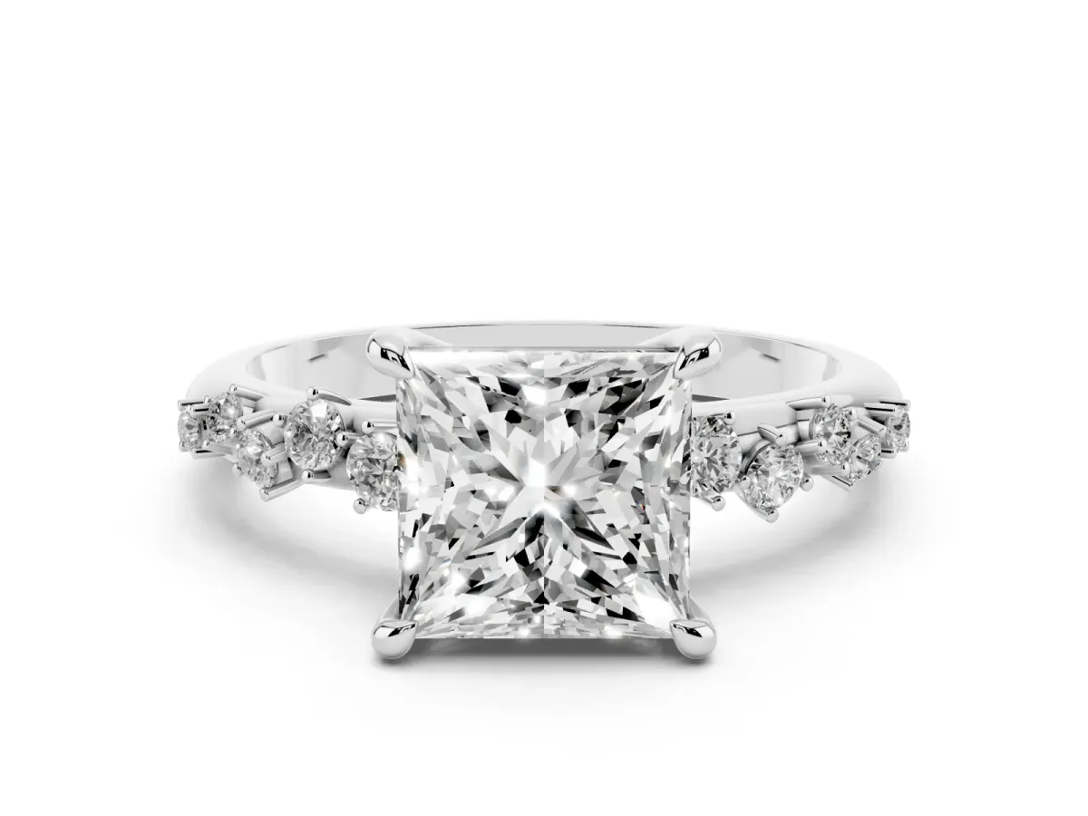 Princess Cut Cut Diamond Vine Band with Four-Prong Setting Platinum