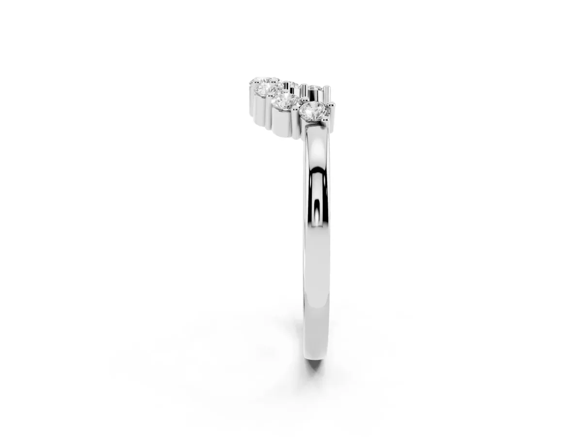 Curved Round Diamond Pave Band with Prong Setting Platinum
