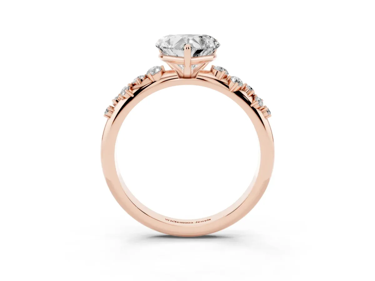 Heart Cut Diamond Cluster Prong-Set Solitaire Ring Rose gold