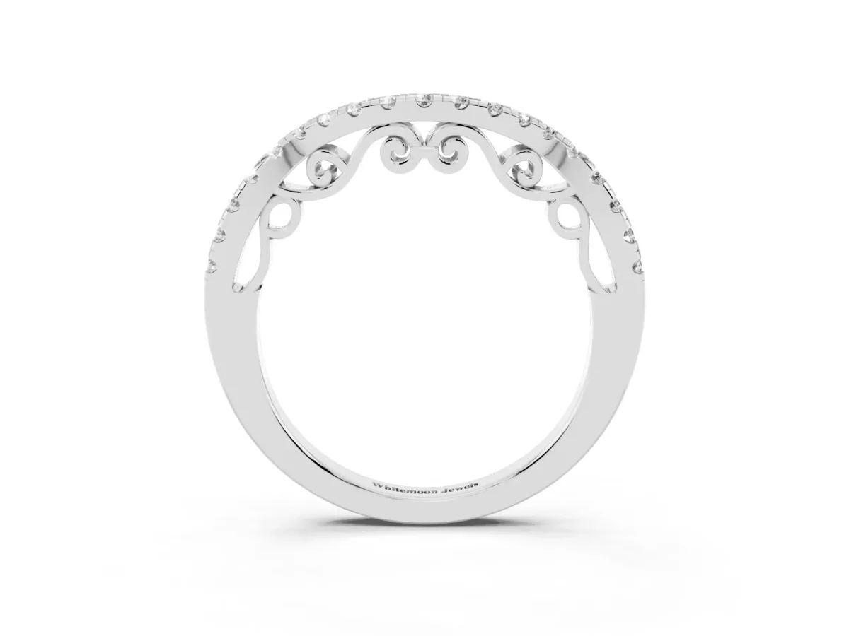 Curved Diamond Pavé Round Eternity Band with Shared Prong Setting White gold