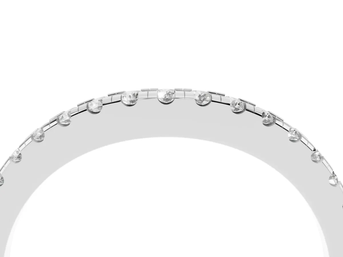 Pavé Round Diamond Curved Band with Shared Prong Setting Platinum