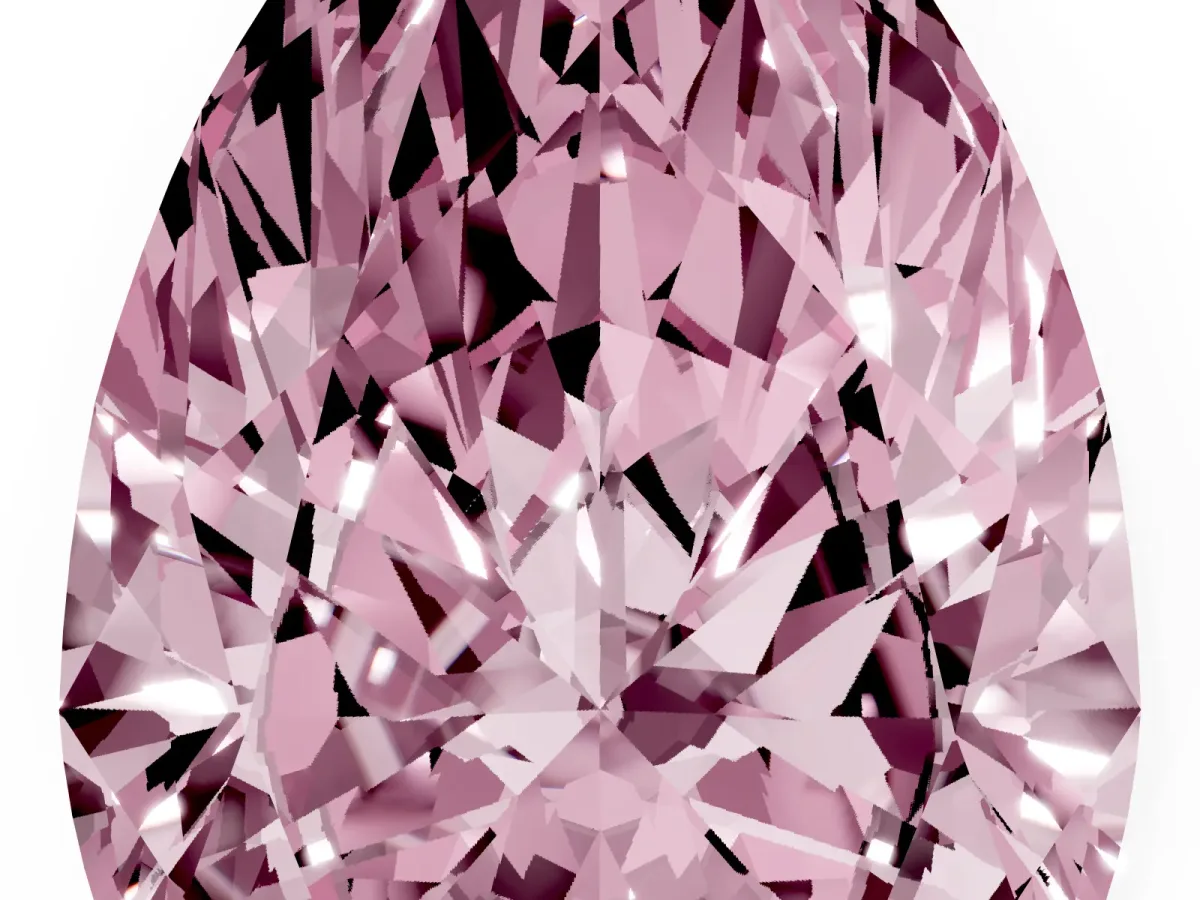 Fancy Pink Pear Cut Diamond Ring with Marquise Side Stones and Prong Setting Rose gold