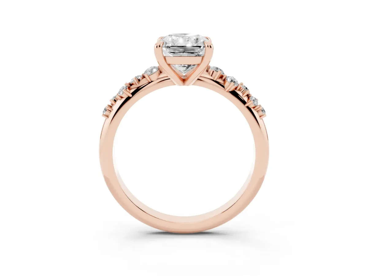 Radiant Cut Cut Diamond Vine Band with Four-Prong Setting Rose gold