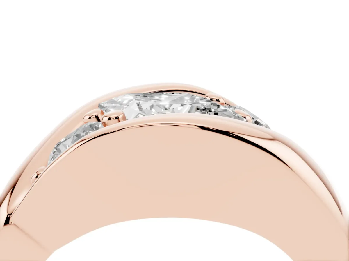 Channel Set Princess Cut Diamond Crossover Band Rose gold