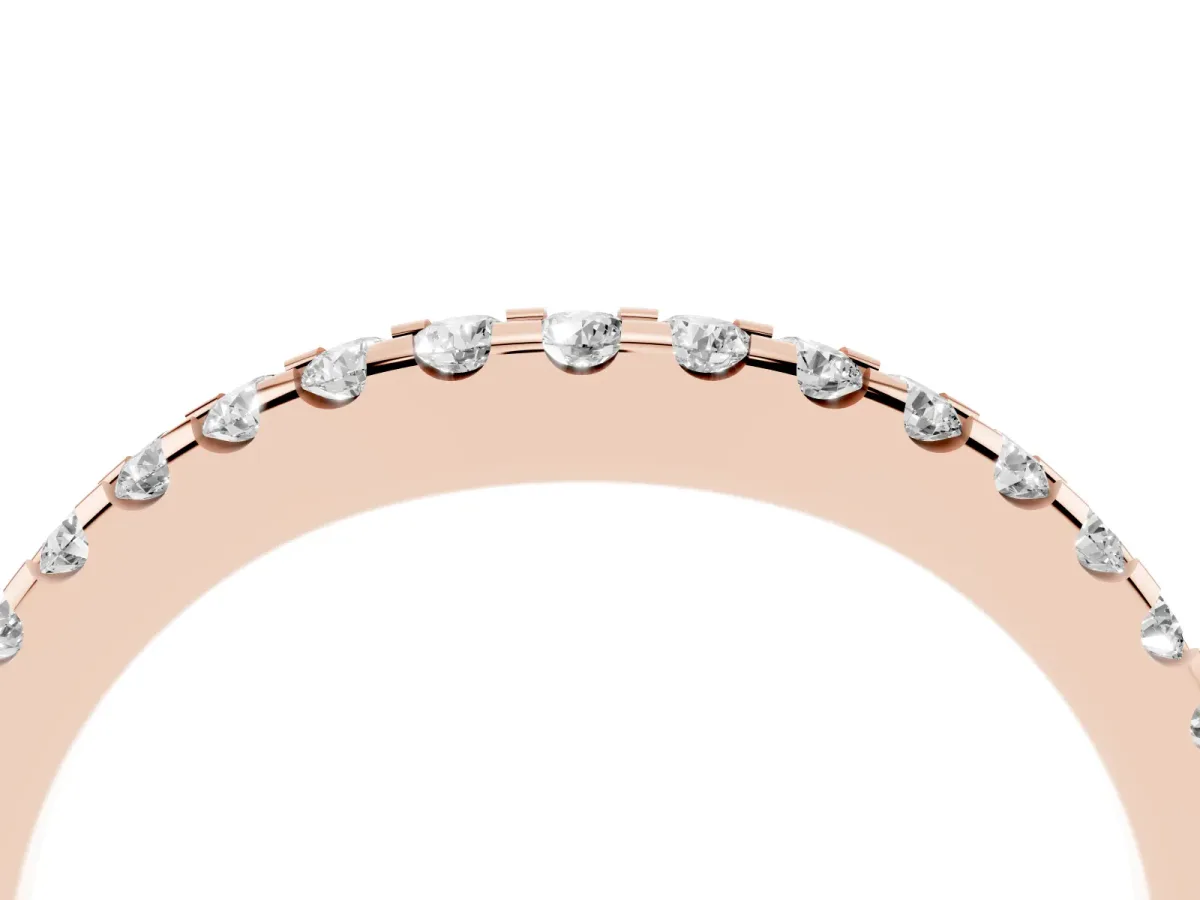Round Diamond Pavé Curved Wedding Band Rose gold
