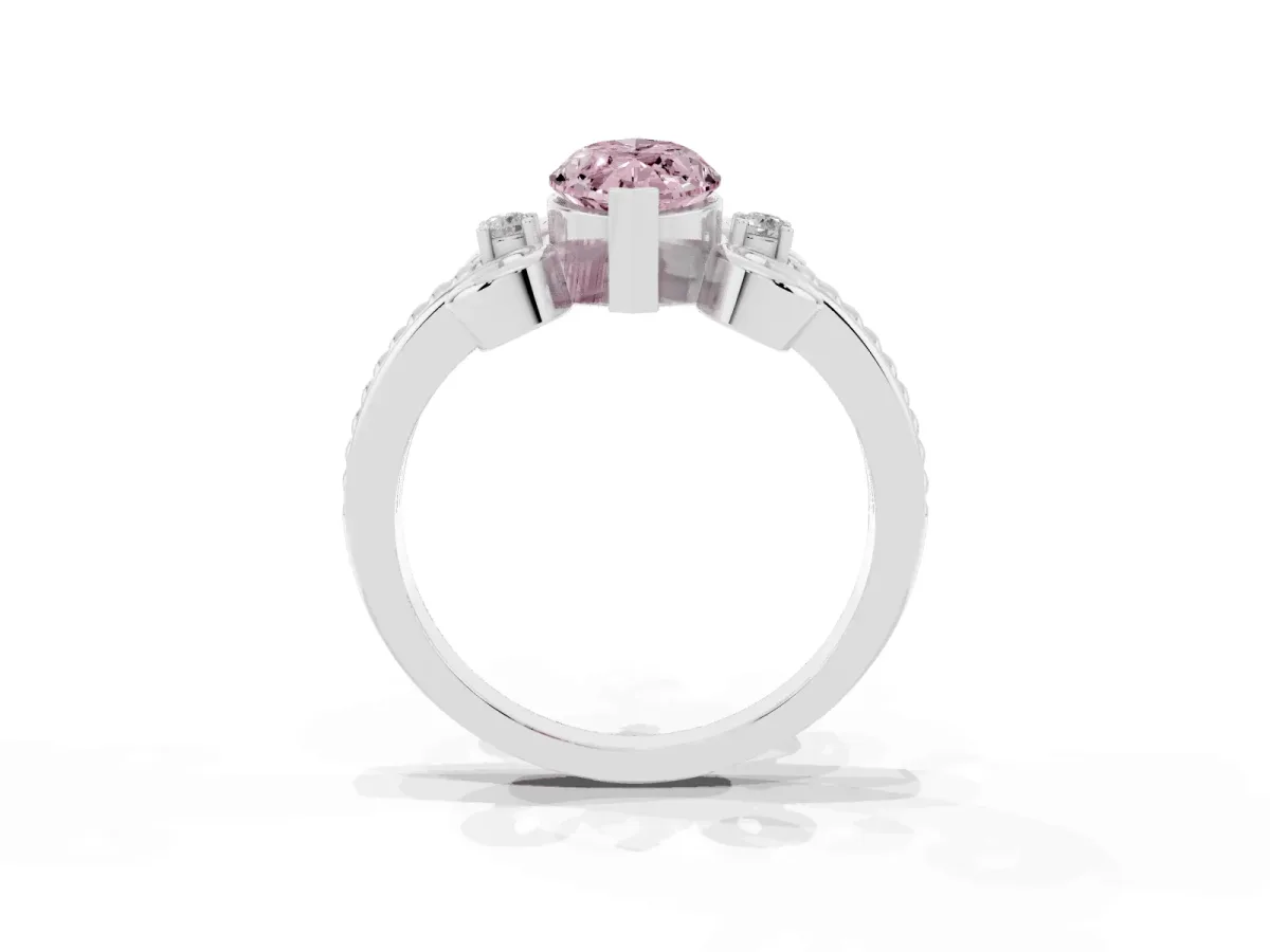 Fancy Pink Marquise Cut Solitaire Twisted Band Scroll Prong Ring Silver