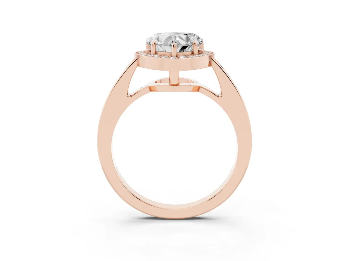 Heart Cut Halo Pavé Diamond Engagement Ring with Bezel Setting Rose gold