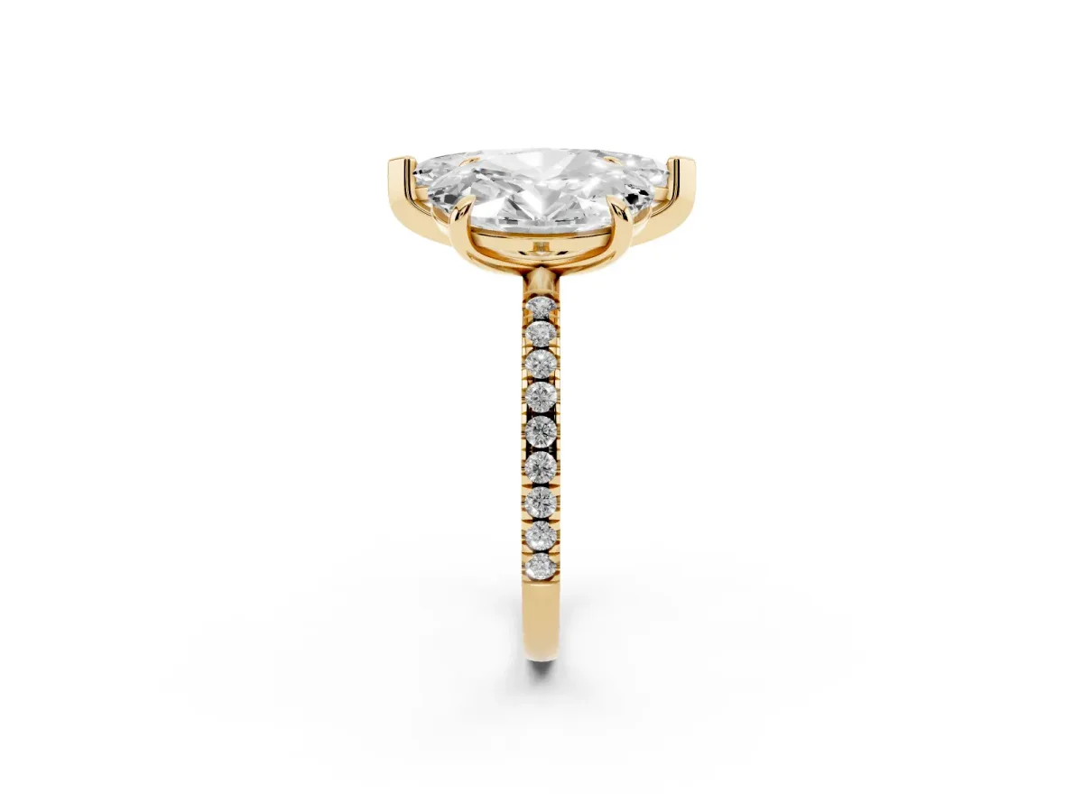 Oval and Marquise Toi Moi Ring with Prong Setting and Pave Band Yellow gold