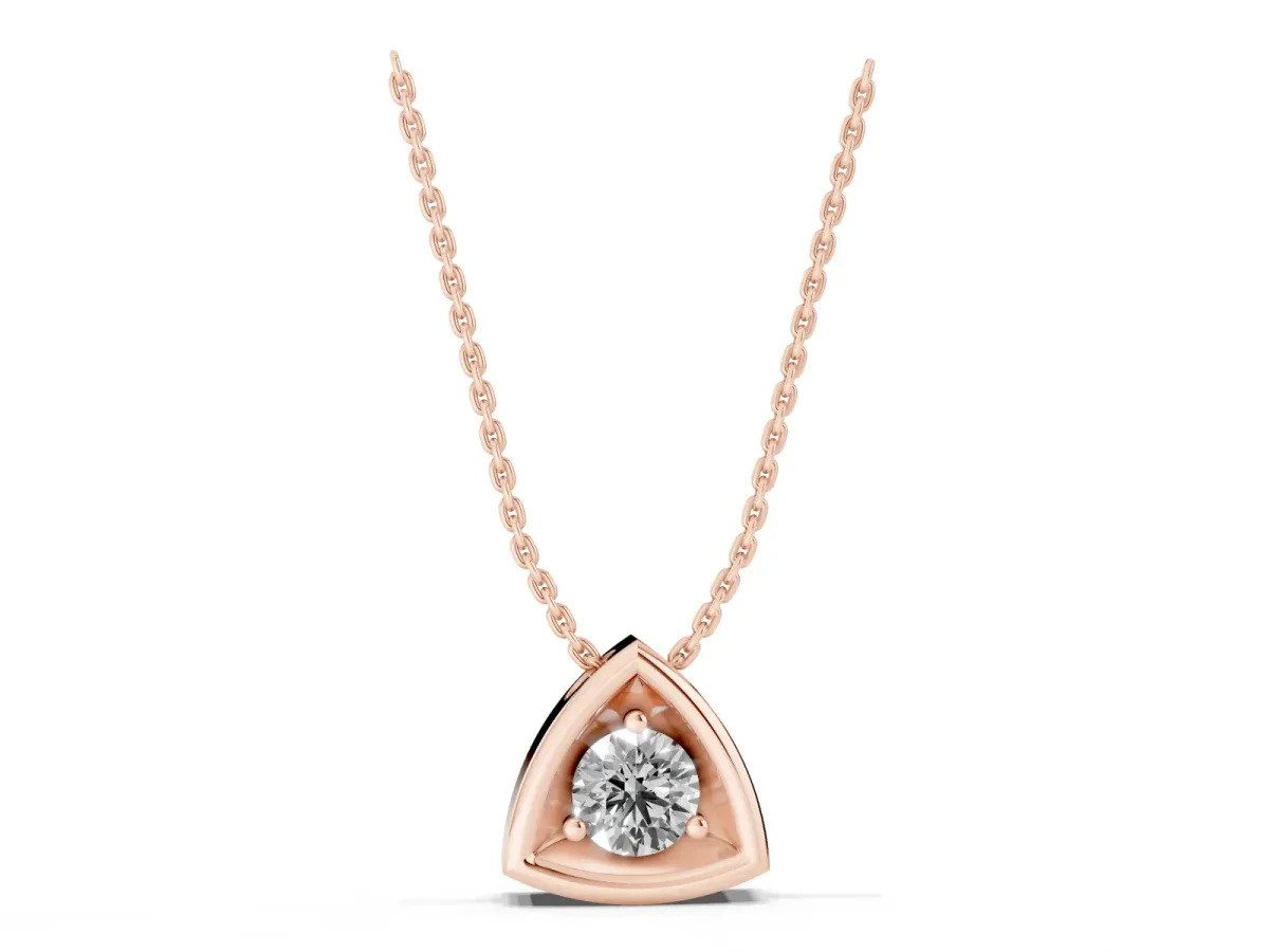 Trillion Cut Diamond Bezel Pendant Rose gold