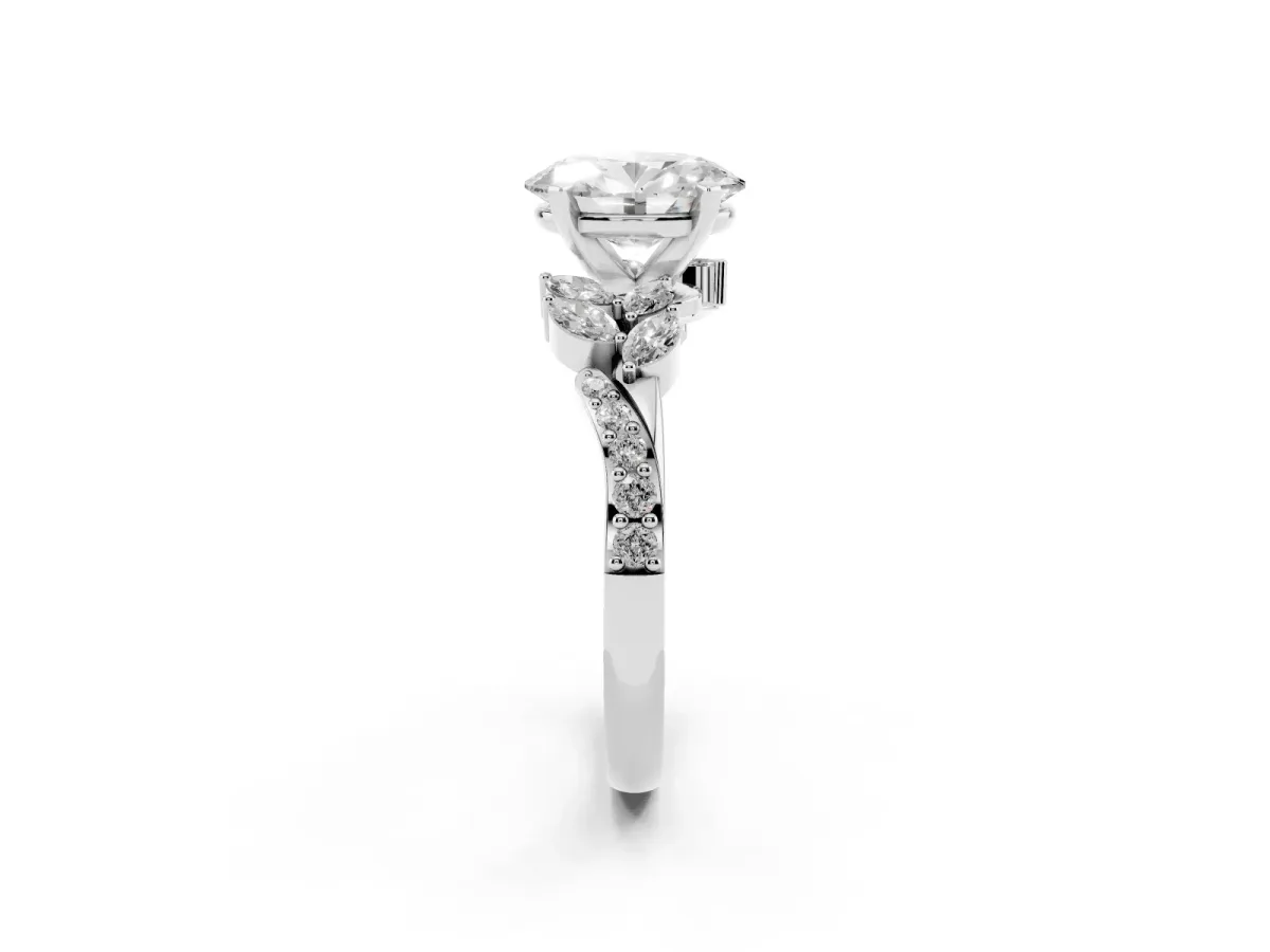 Oval Cut Solitaire Marquise Twist Band with Six-Prong Setting Silver