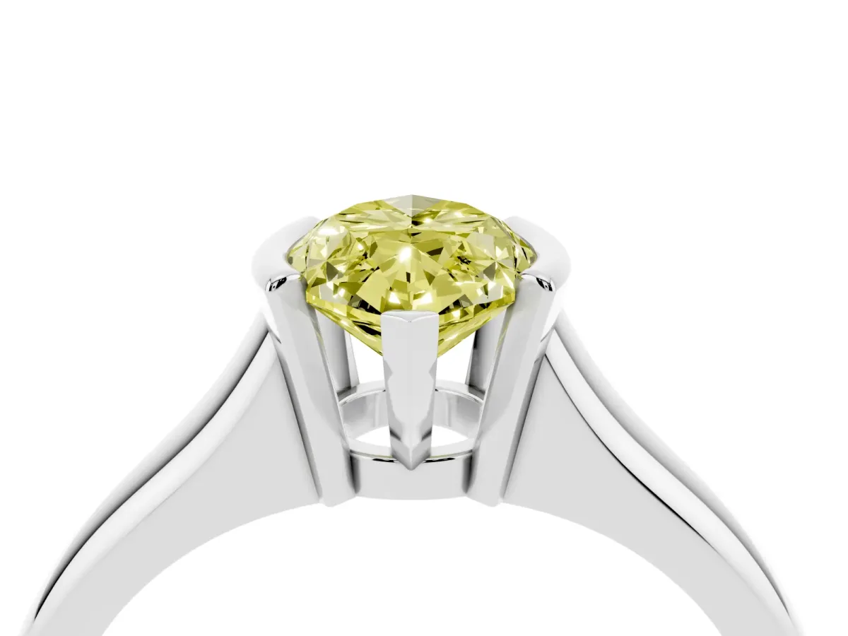 Fancy Yellow Marquise Cut Solitaire Tension Set Diamond Ring with Split Shank Band Silver
