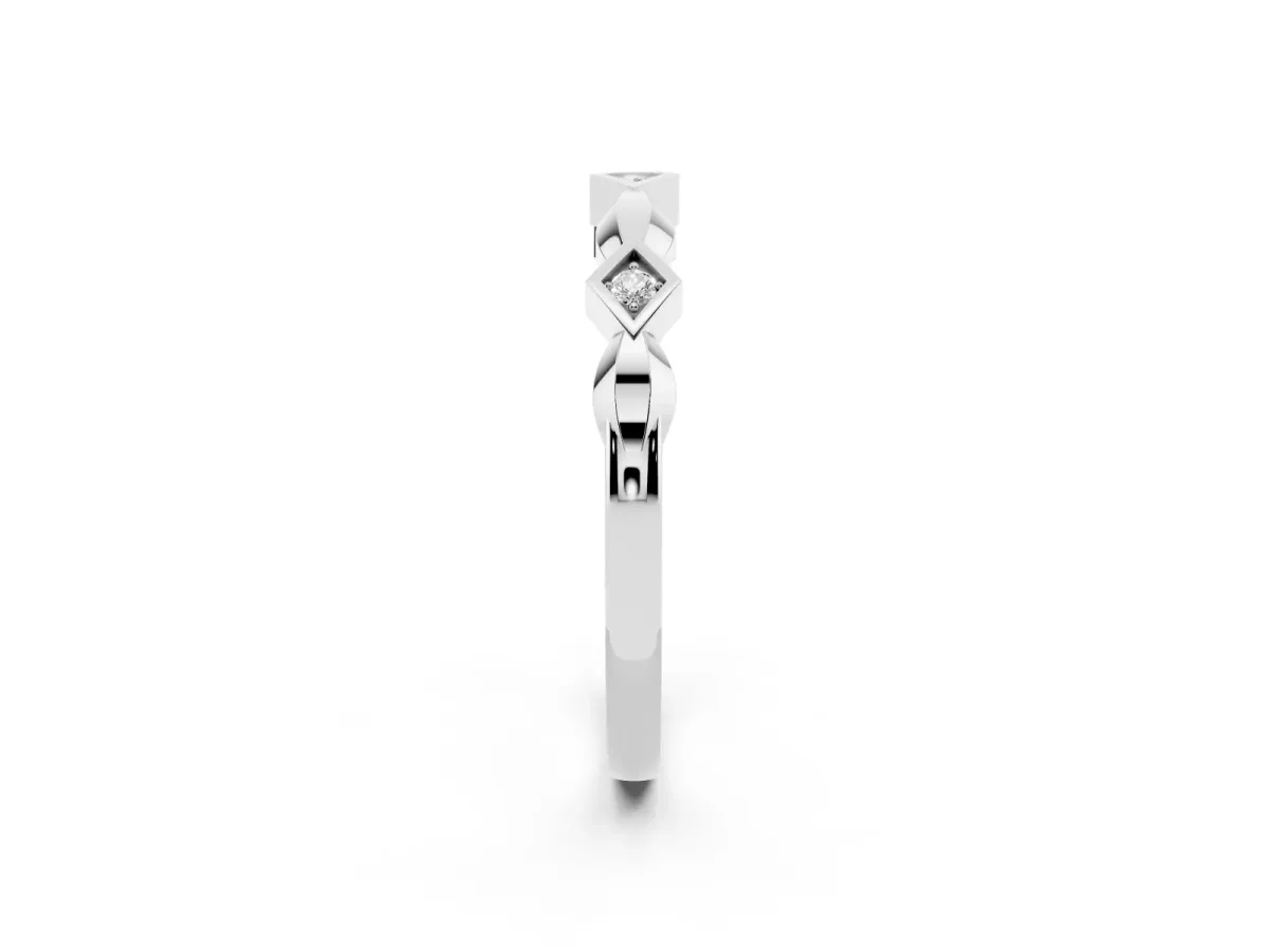 Square Diamond Twist Band with Bezel Setting Silver