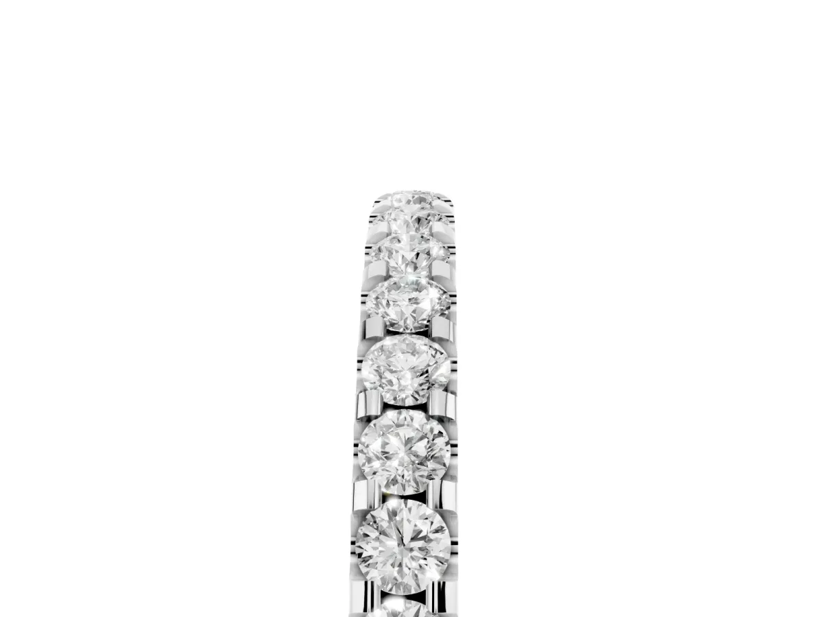 Round Diamond Pavé Eternity Band with Micro Prong Setting Silver