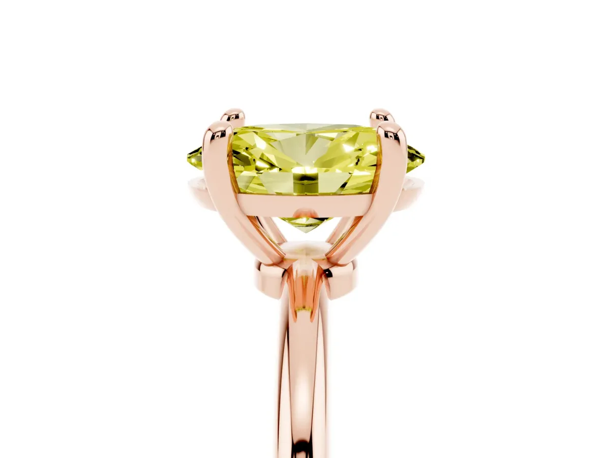 Fancy Yellow Oval Cut Solitaire Diamond Ring with 4-Prong Setting on a Classic Band Rose gold
