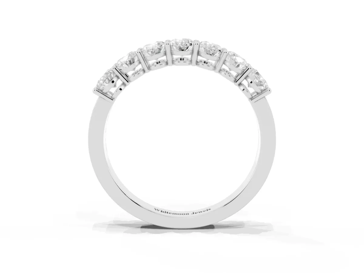 Oval Diamond Shared Prong Eternity Band Platinum