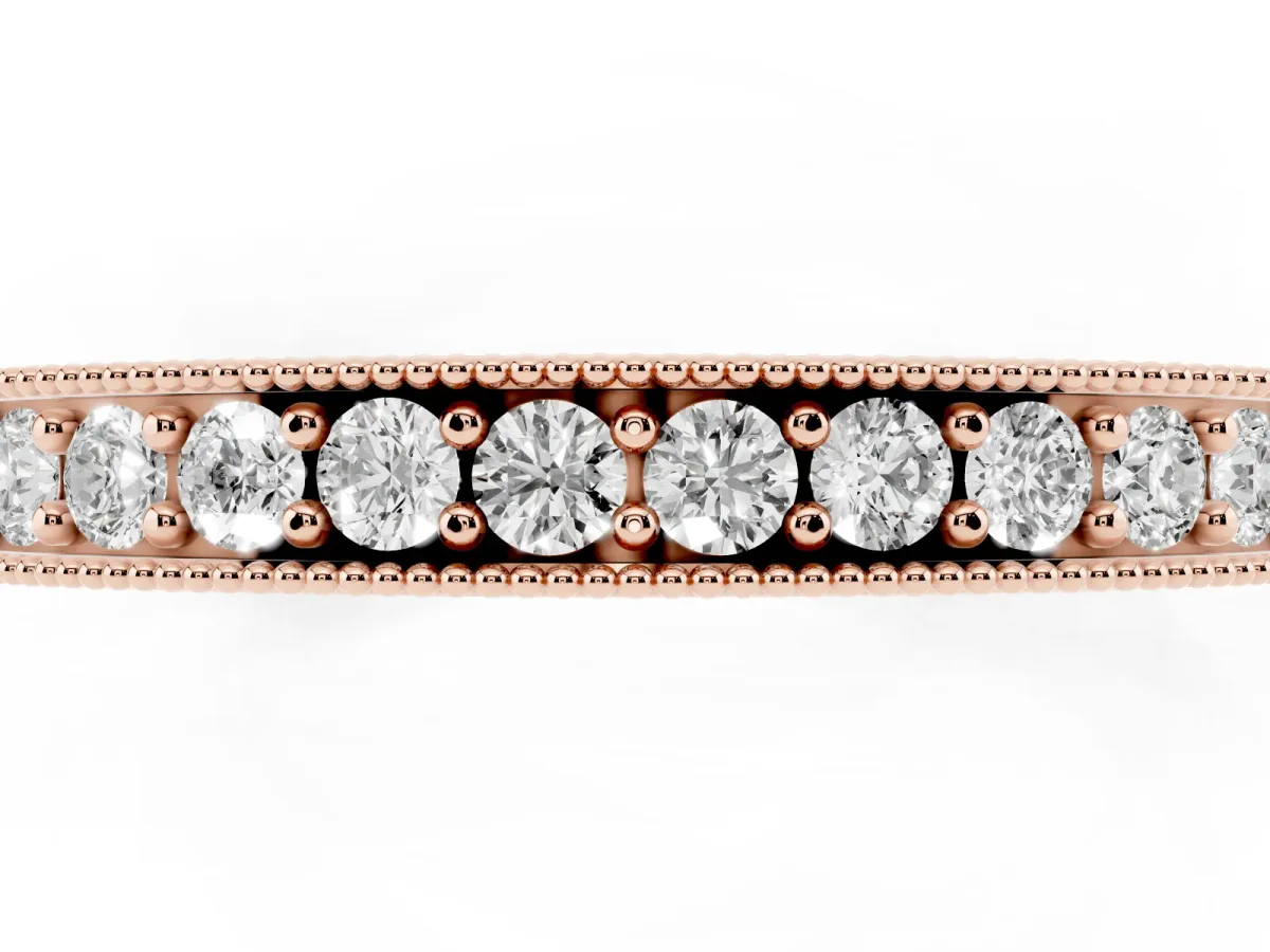 Round Diamond Milgrain Pavé Eternity Band Rose gold
