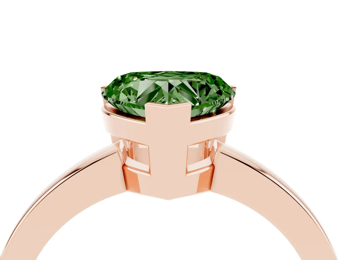 Fancy Green Heart Cut Cut Solitaire Ring with Four-Prong Setting and Classic Band Rose gold