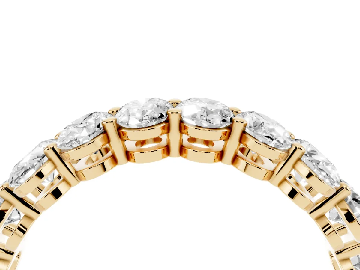 Oval Diamond Prong-Set Eternity Band Yellow gold