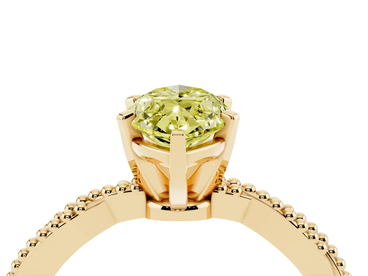 Fancy Yellow Marquise Cut Solitaire Twisted Band with Bead Prong Setting Yellow gold