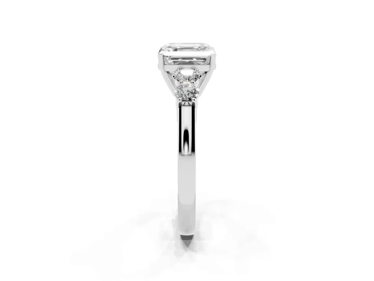Asscher Cut Cut Diamond Five-Stone Prong Set White Gold Ring Platinum